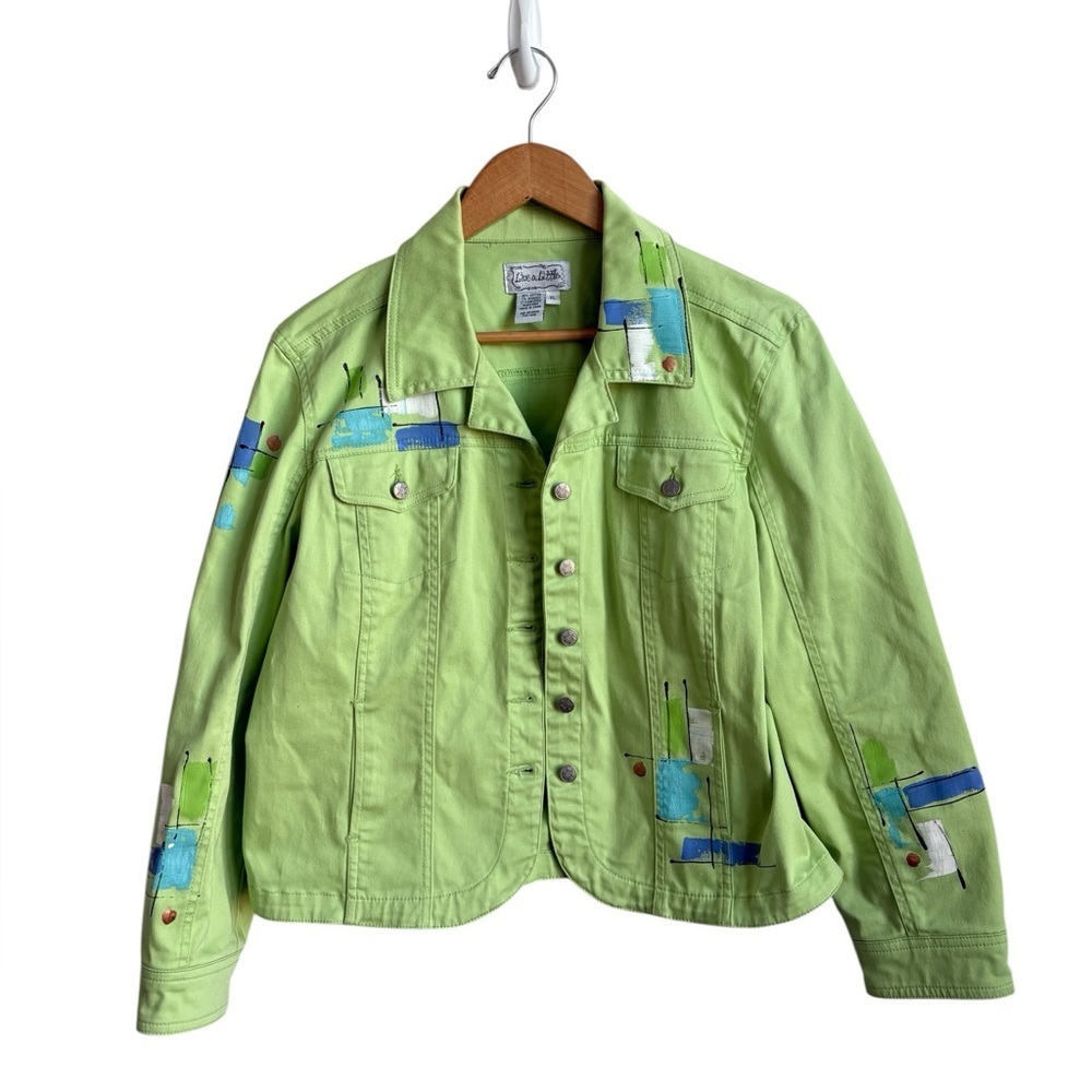Live a Little Hand-Painted Green Jacket Size XL